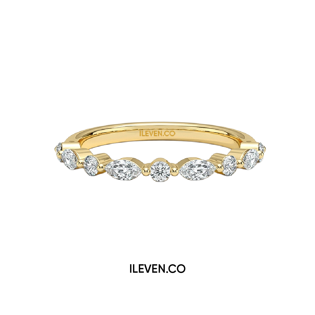 MARQUISE WAVE BAND RING– CRAFTED IN STERLING SILVER WITH ETERNAGOLD™