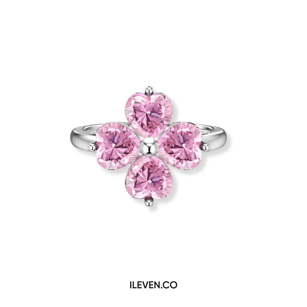 LUCKY CLOVER PINK RING – CRAFTED IN STERLING SILVER