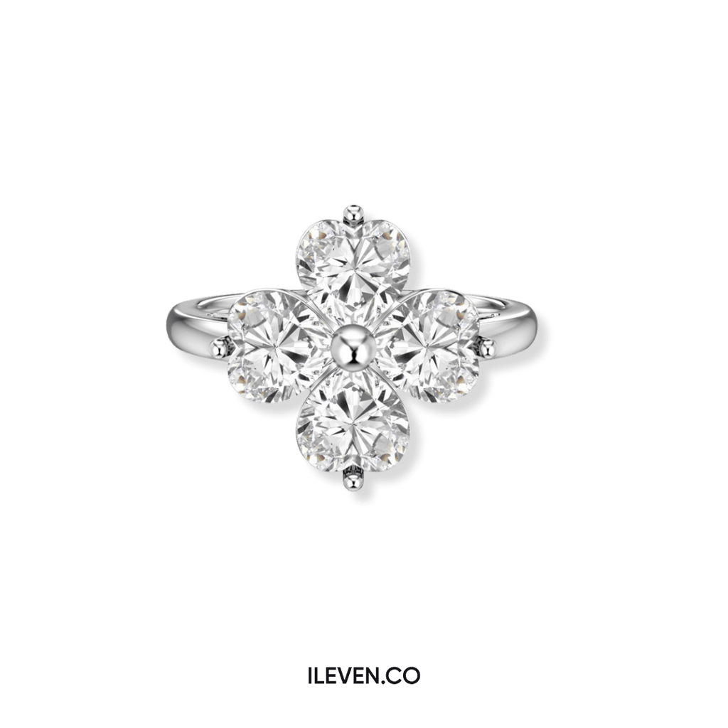 LUCKY CLOVER WHITE RING – CRAFTED IN STERLING SILVER