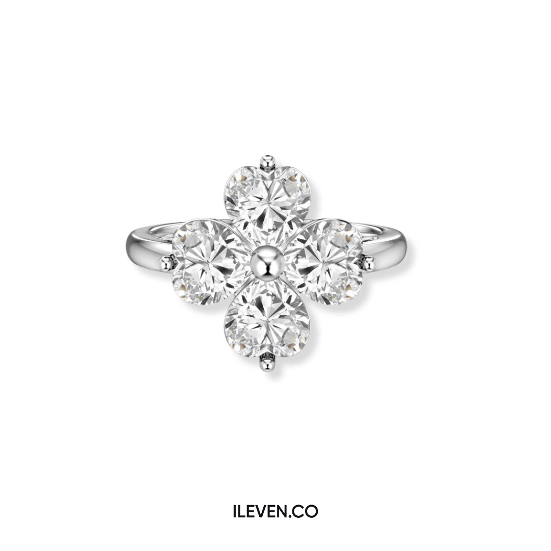 LUCKY CLOVER WHITE RING – CRAFTED IN STERLING SILVER
