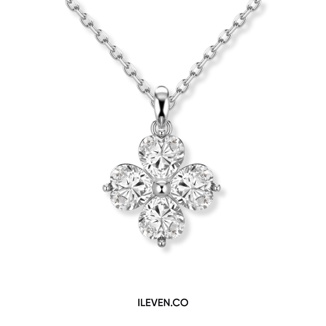 LUCKY CLOVER WHITE NECKLACE – CRAFTED IN STERLING SILVER
