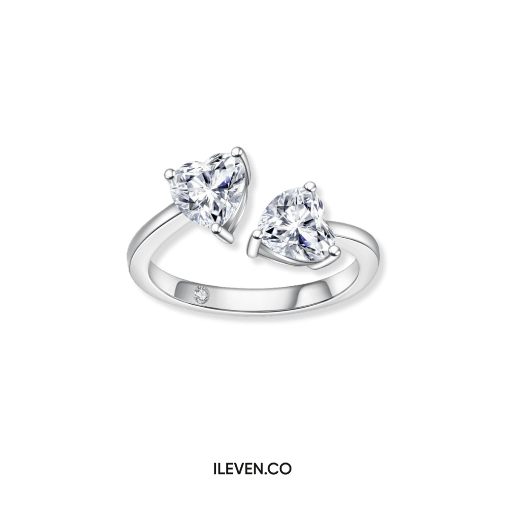 NHẪN HEART DUO MOISSANITE – ĐƯỢC CHẾ TẠO BẠC STERLING VỚI ETERNAGOLD™