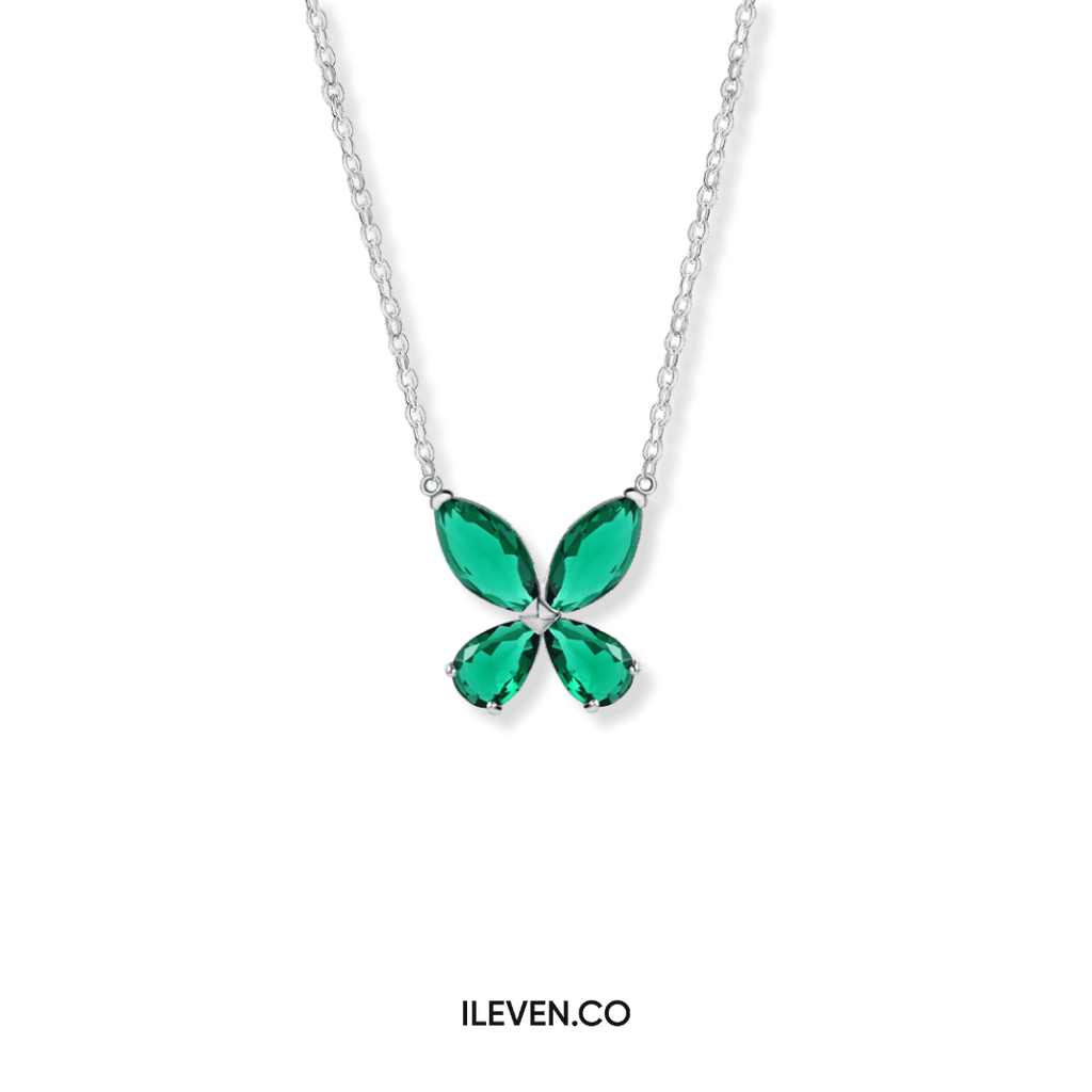 Dây chuyền bướm xanh lá cây rực rỡ – chế tác bằng bạc sterling với Triple Shield™