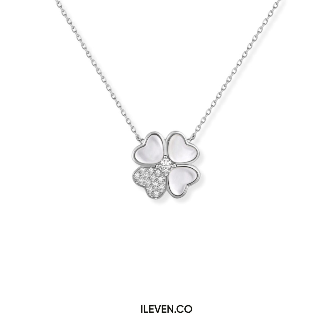 LUCKY CLOVER MOP NECKLACE – CRAFTED IN STERLING SILVER