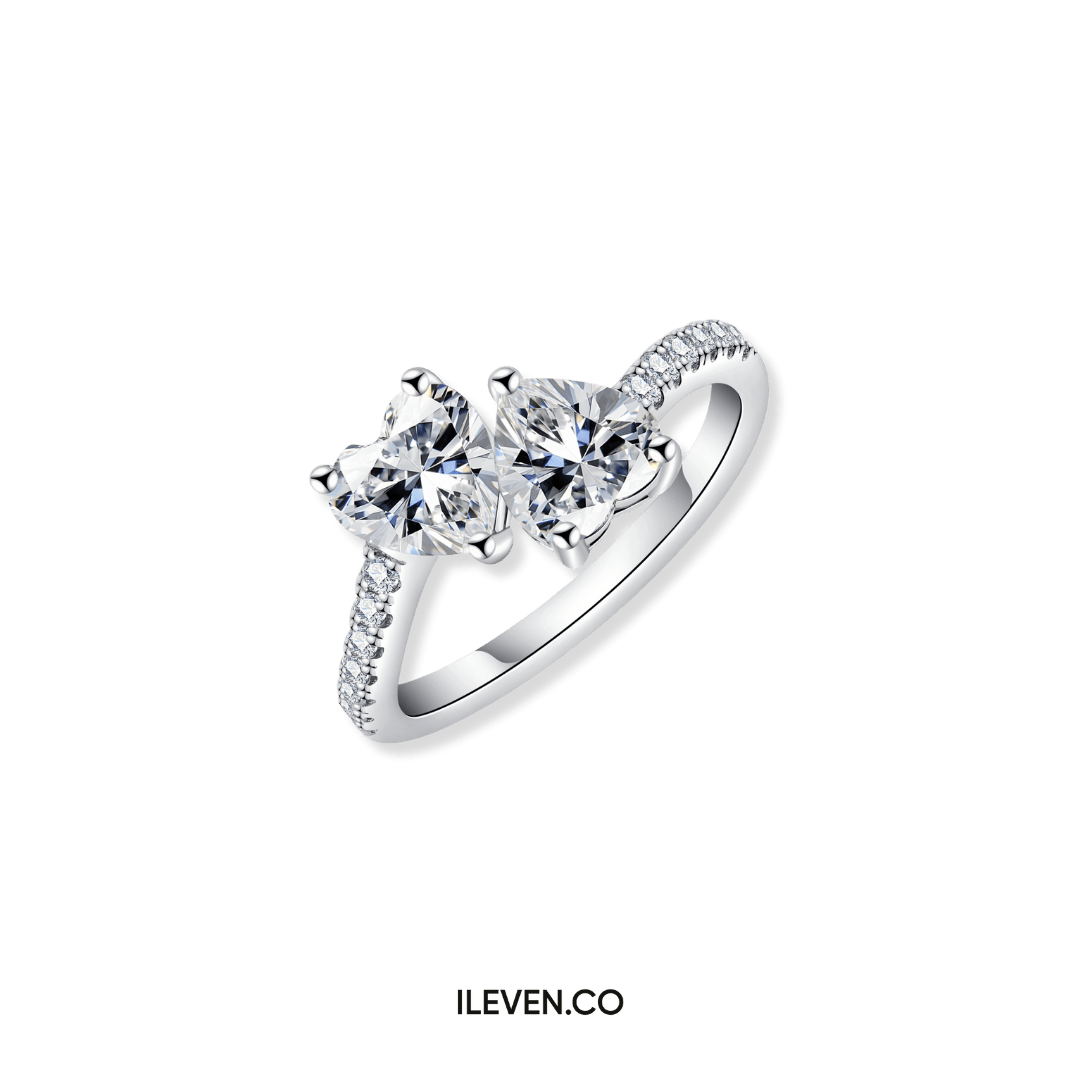 NHẪN HỨA HÒA TIM ĐÔI – ĐƯỢC CHẾ TẠO BẠC STERLING VỚI ETERNAGOLD™