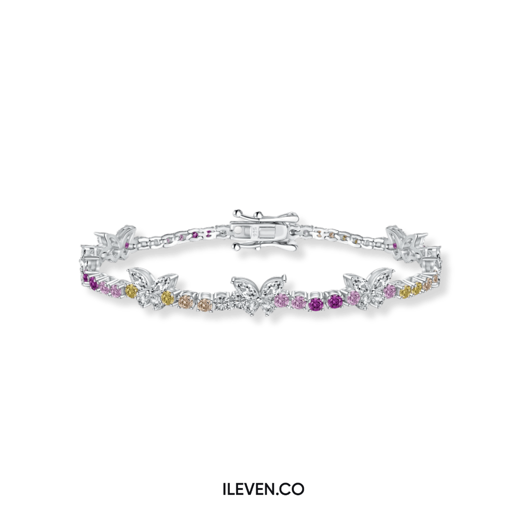 BUTTERFLY RAINBOW TENNIS BRACELET – CRAFTED IN STERLING SILVER