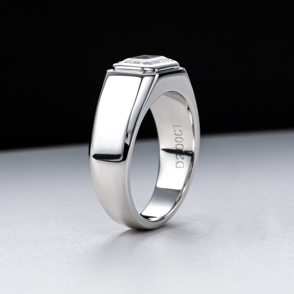 NHẪN MOISSANITE CẮT NGỌC LỤC BẢO CAO CẤP – CHẾ TẠO BẠC STERLING VỚI ETERNAGOLD™