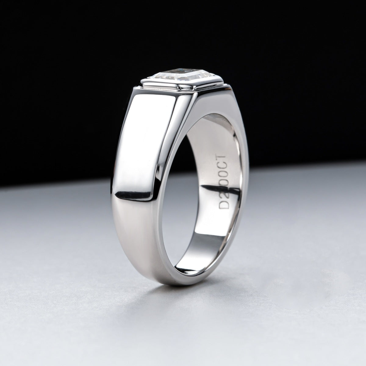 NHẪN MOISSANITE CẮT NGỌC LỤC BẢO CAO CẤP – CHẾ TẠO BẠC STERLING VỚI ETERNAGOLD™