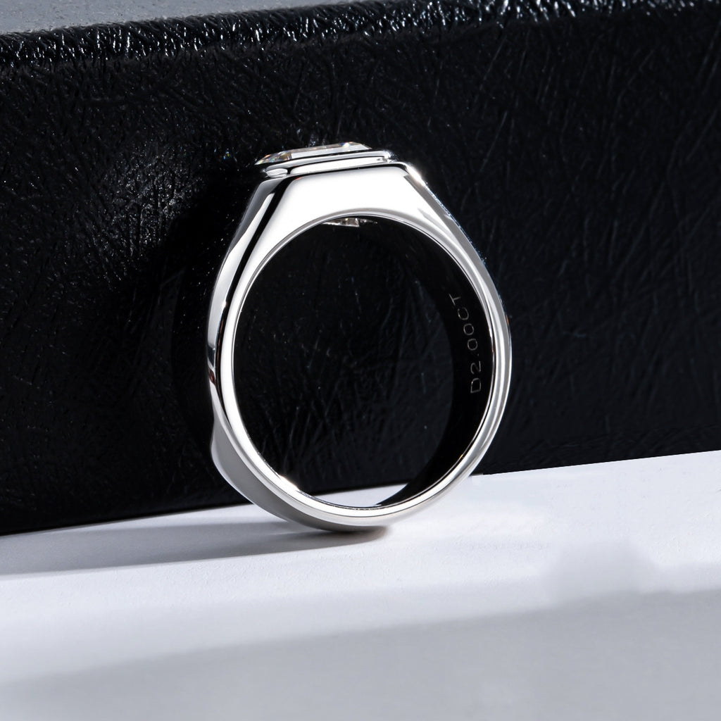 NHẪN MOISSANITE CẮT NGỌC LỤC BẢO CAO CẤP – CHẾ TẠO BẠC STERLING VỚI ETERNAGOLD™