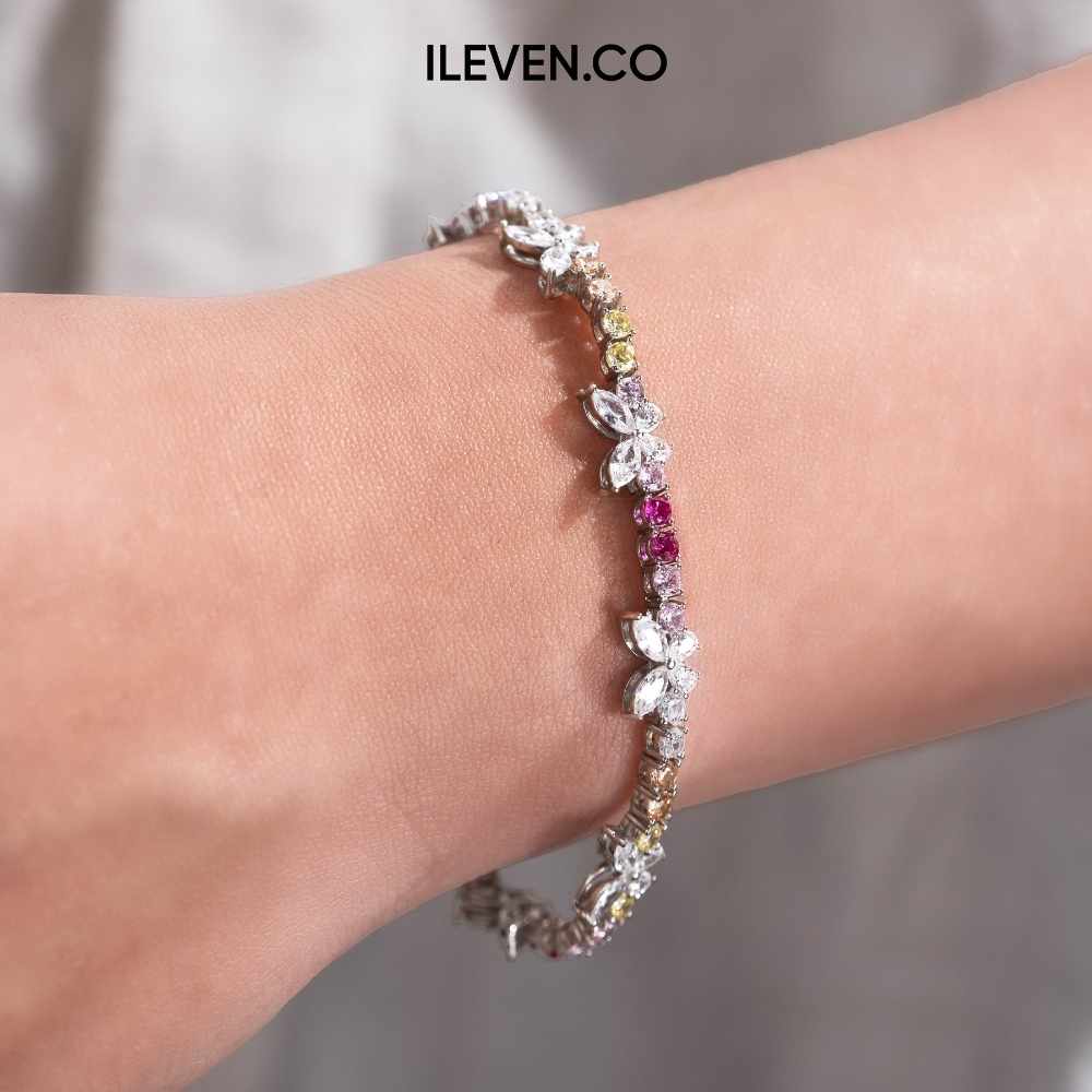 VÒNG TAY TENNIS CẦU VỒNG BƯỚM – ĐƯỢC CHẾ TẠO BẠC STERLING VỚI TRIPLESHIELD™