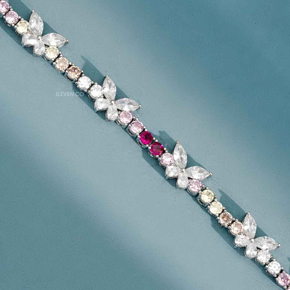 VÒNG TAY TENNIS CẦU VỒNG BƯỚM – ĐƯỢC CHẾ TẠO BẠC STERLING VỚI TRIPLESHIELD™