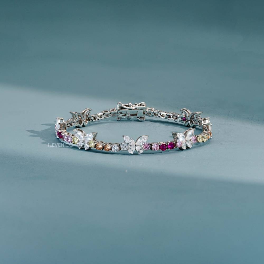 VÒNG TAY TENNIS CẦU VỒNG BƯỚM – ĐƯỢC CHẾ TẠO BẠC STERLING VỚI TRIPLESHIELD™