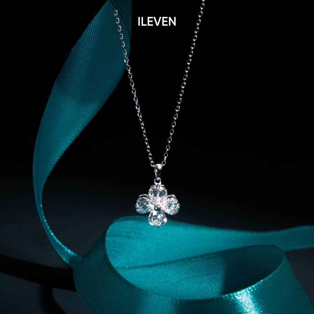 LUCKY CLOVER WHITE NECKLACE – CRAFTED IN STERLING SILVER