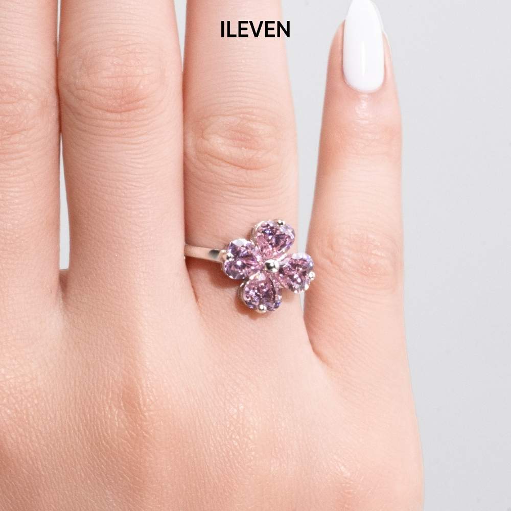 LUCKY CLOVER PINK RING – CRAFTED IN STERLING SILVER