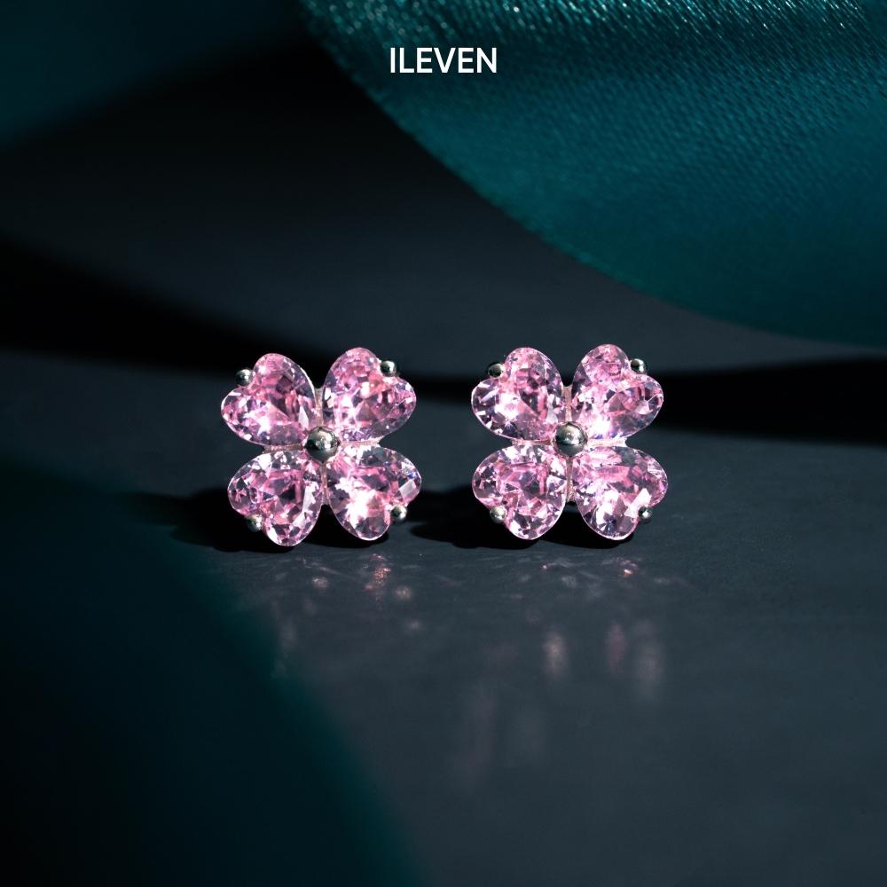 LUCKY CLOVER PINK EARRINGS - CRAFTED IN STERLING SILVER