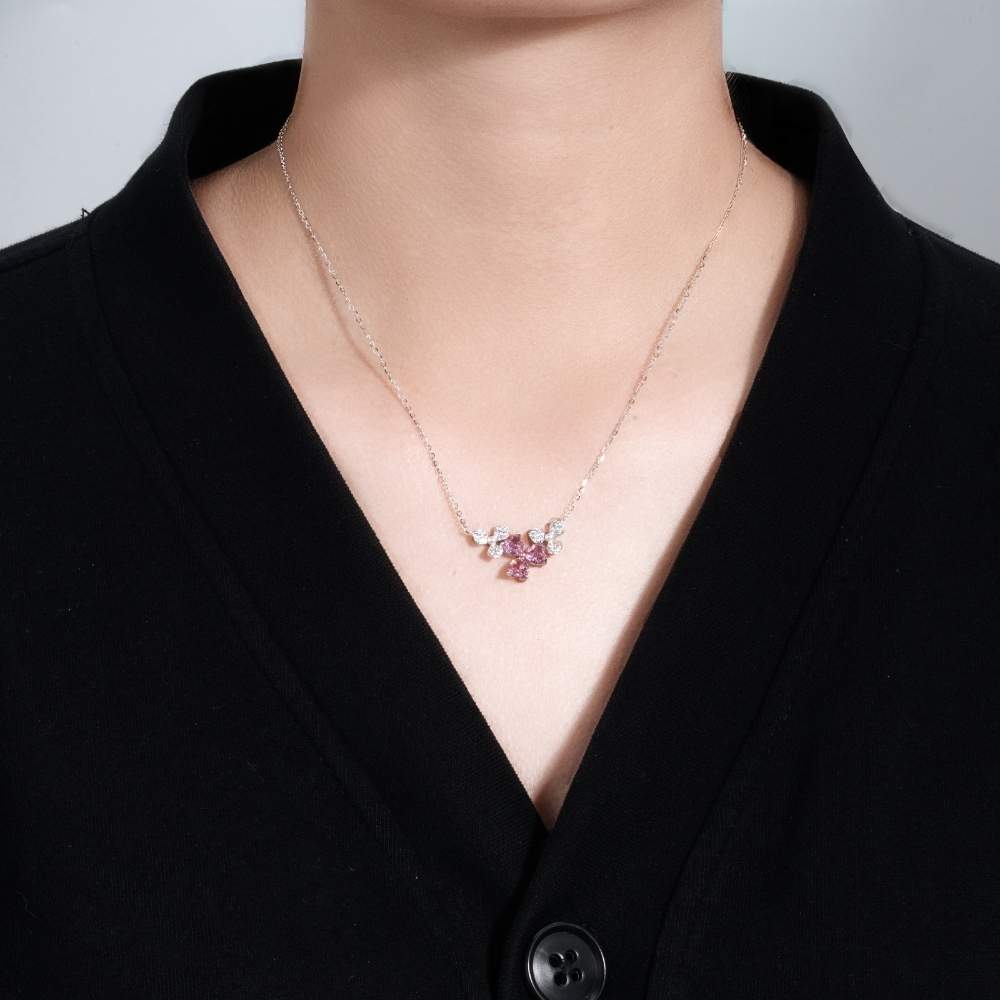 VÒNG CỔ MÀU HỒNG RỰC RỠ – ĐƯỢC CHẾ TẠO BẠC STERLING VỚI TRIPLESHIELD™