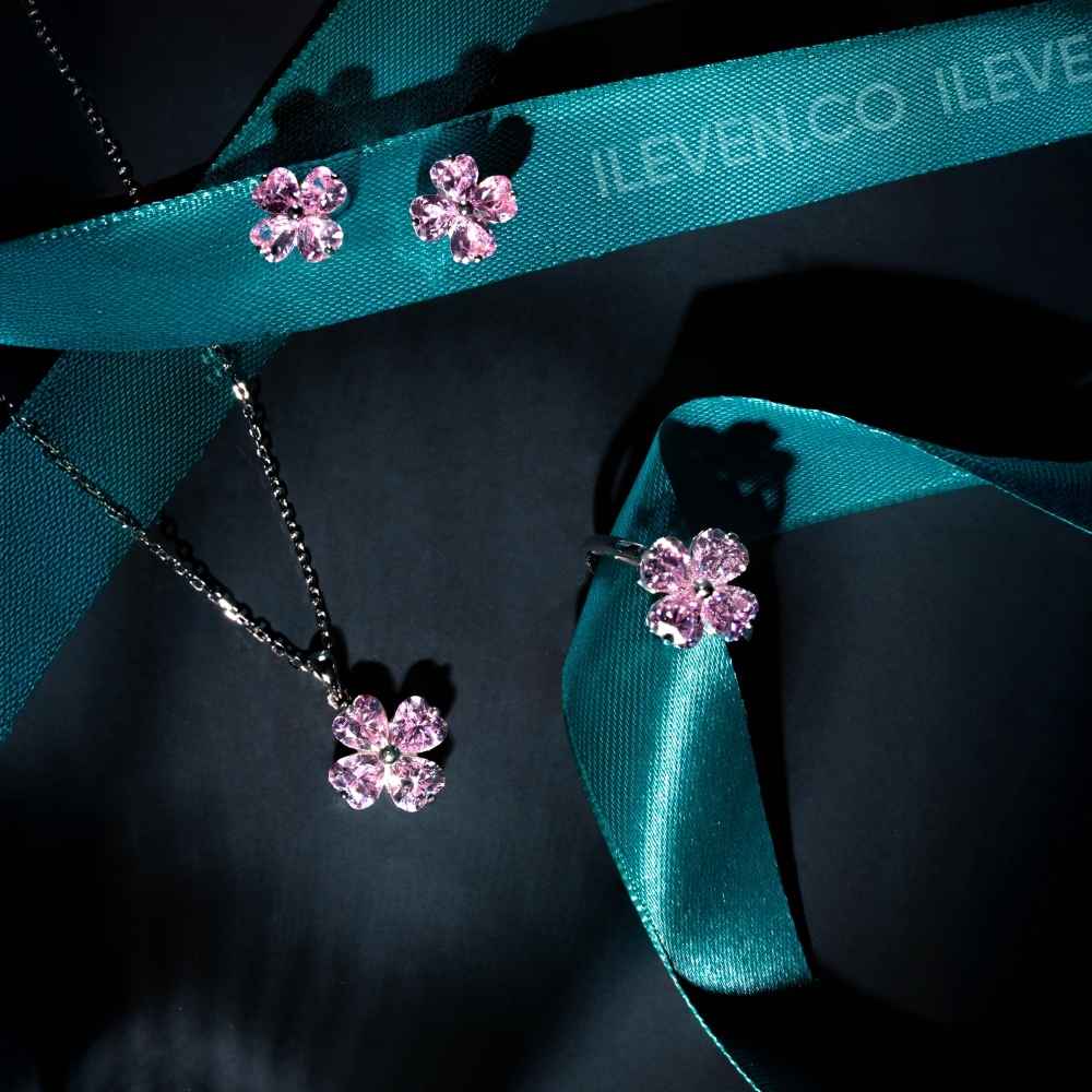 LUCKY CLOVER PINK RING – CRAFTED IN STERLING SILVER