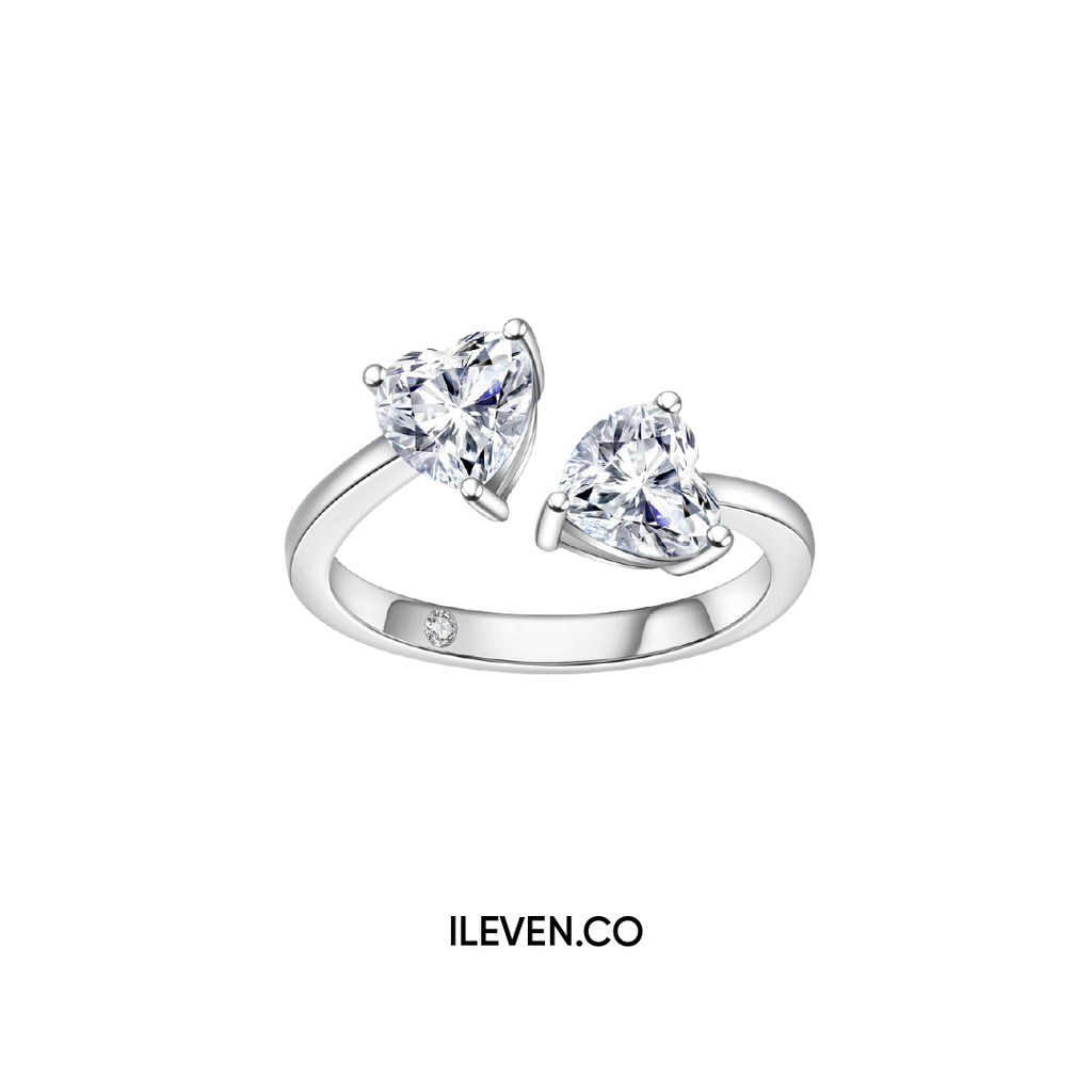 HEART DUO MOISSANITE RING – CRAFTED IN STERLING SILVER WITH ETERNAGOLD™