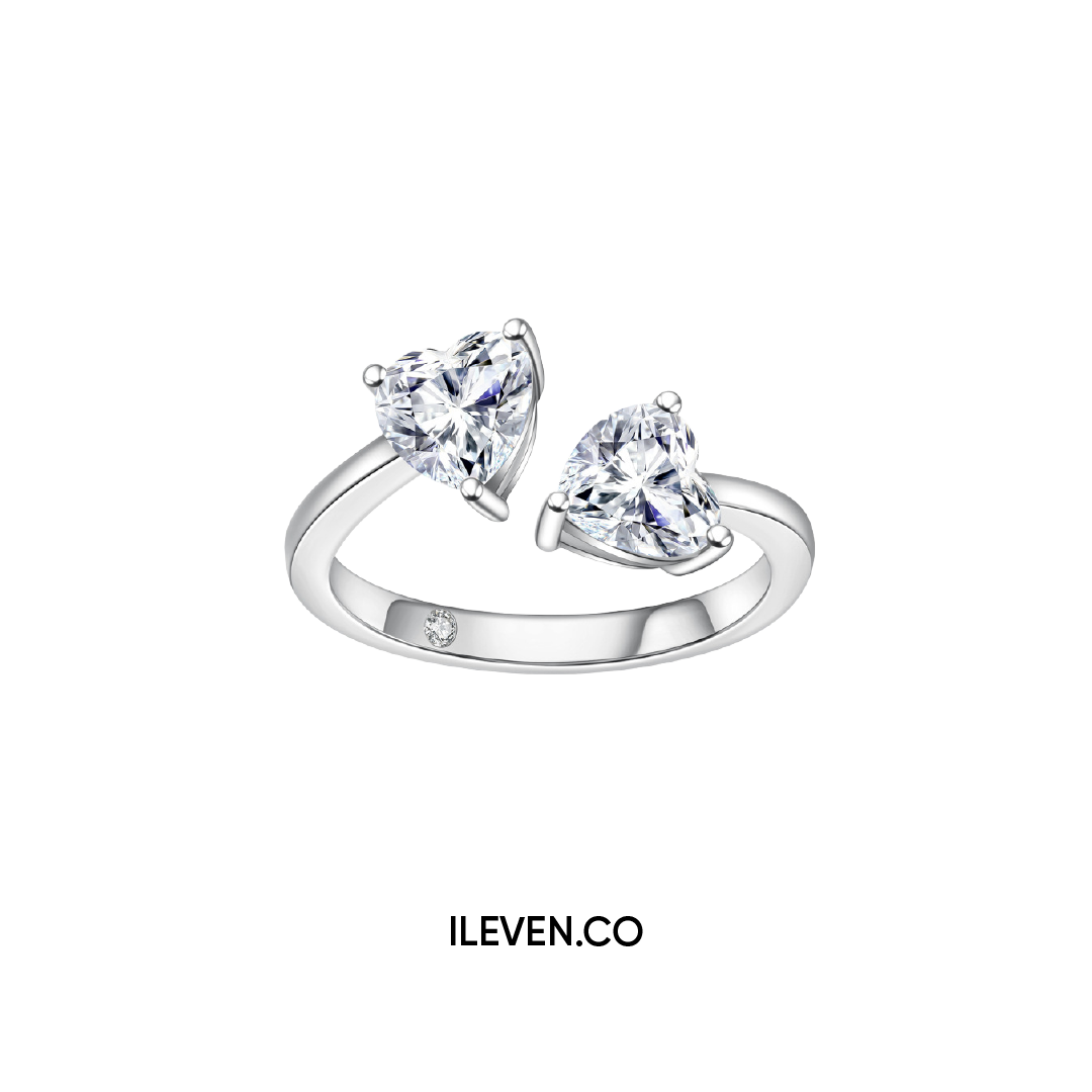 HEART DUO MOISSANITE RING – CRAFTED IN STERLING SILVER WITH ETERNAGOLD™