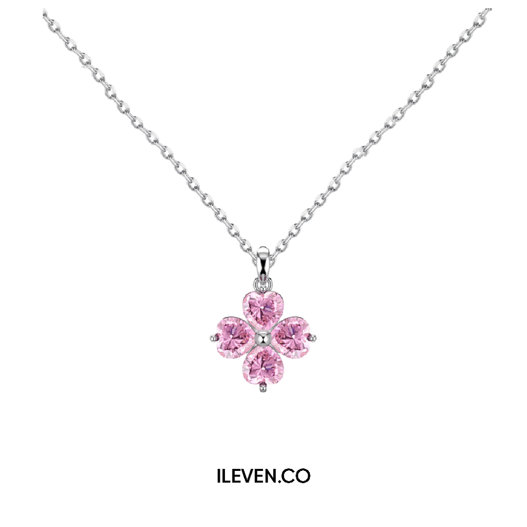 LUCKY CLOVER PINK NECKLACE –  CRAFTED IN STERLING SILVER WITH TRIPLESHIELD™
