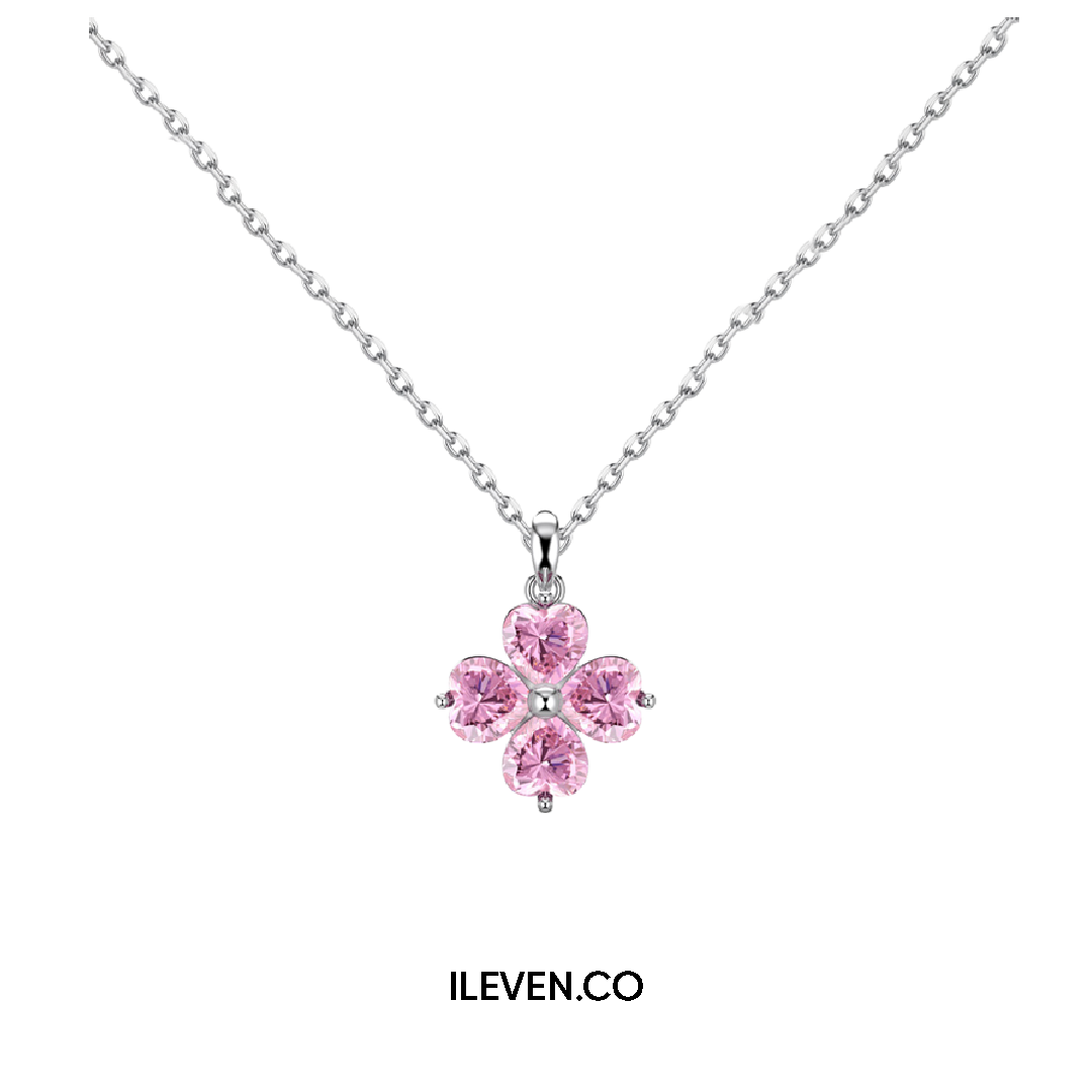 LUCKY CLOVER PINK NECKLACE –  CRAFTED IN STERLING SILVER WITH TRIPLESHIELD™