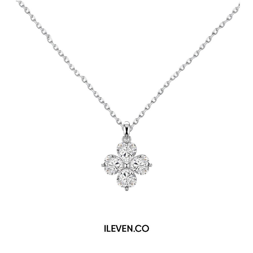 LUCKY CLOVER WHITE NECKLACE – CRAFTED IN STERLING SILVER WITH TRIPLESHIELD™