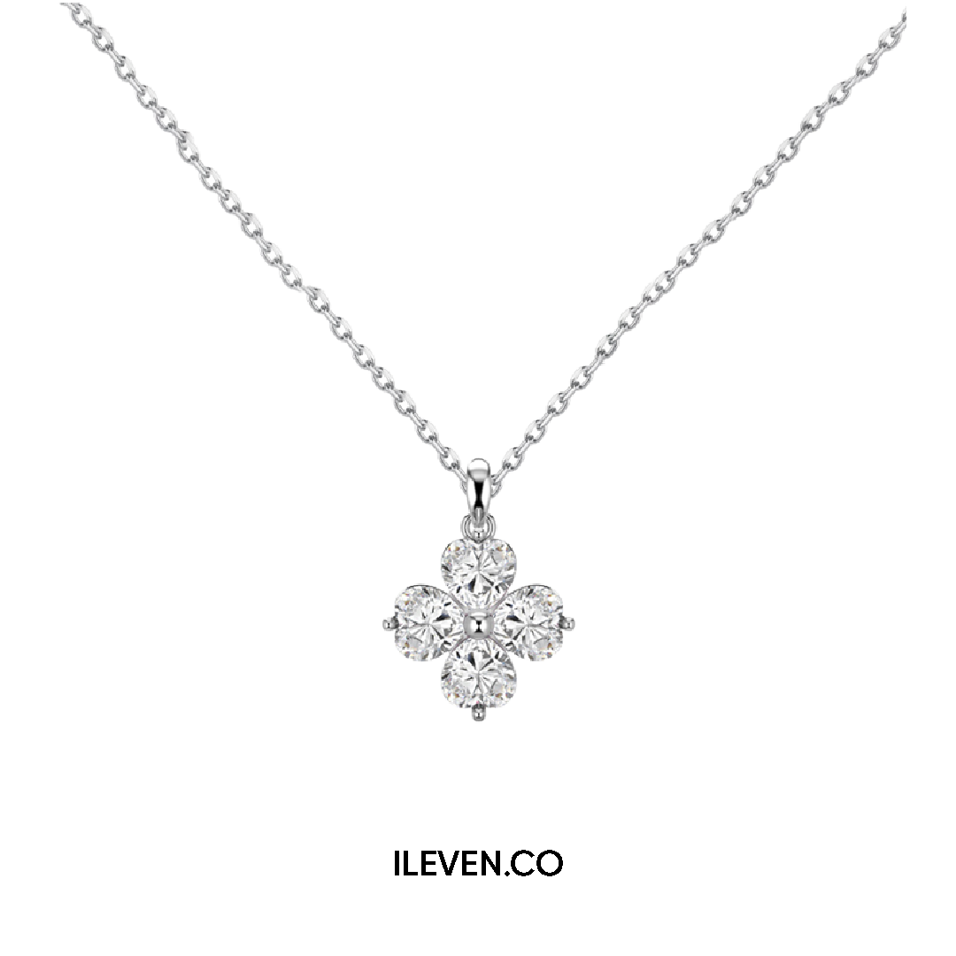 LUCKY CLOVER WHITE NECKLACE – CRAFTED IN STERLING SILVER WITH TRIPLESHIELD™