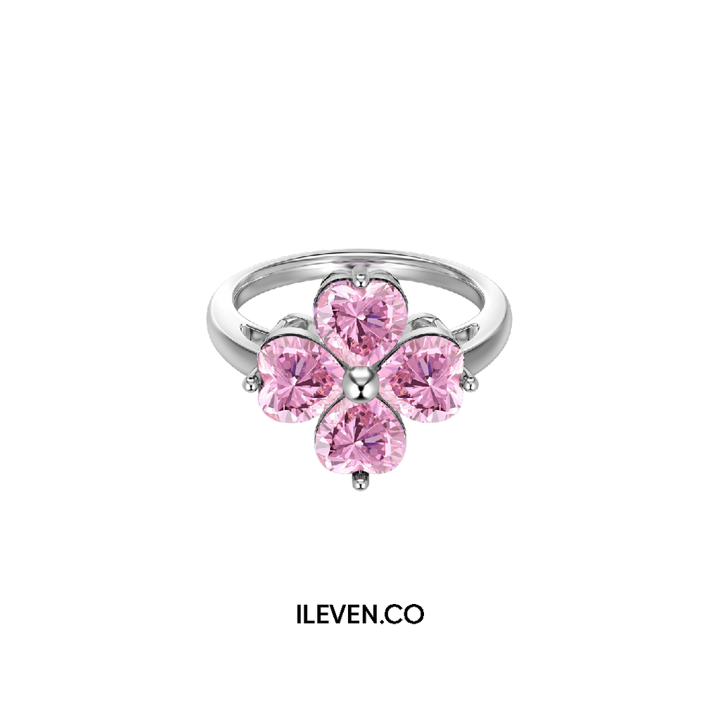 LUCKY CLOVER PINK RING – CRAFTED IN STERLING SILVER WITH TRIPLESHIELD™
