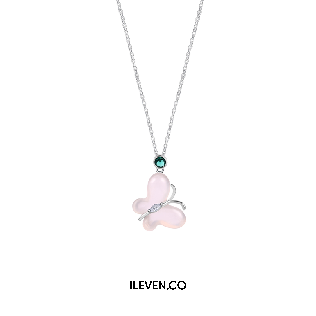 ROSÉ BUTTERFLY NECKLACE –  CRAFTED IN STERLING SILVER WITH TRIPLESHIELD™